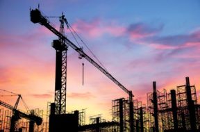 26174032 – construction site on sunset background