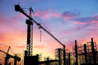 26174032 – construction site on sunset background