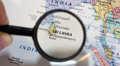 Sri Lanka on the map of the world.