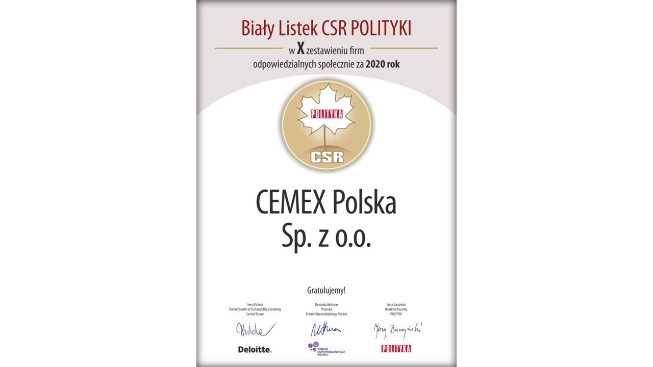 Biały Listek CSR dla CEMEX Polska