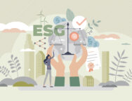 ESG as environmental social governance business model tiny person concept. Sustainable and green company resources usage commitment with responsible attitude to nature and future vector illustration.