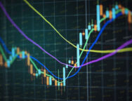 Stock market exchange graph price with investment of business financial digital background – Candle stick charts stock or forex trading indicator on computer monitor for investors