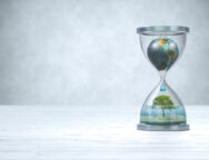 Earth planet in hourglass, Global warming concept.