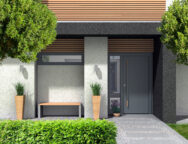 Fictitious,3d,Rendering,Of,A,Modern,Home,Facade,With,Entrance,