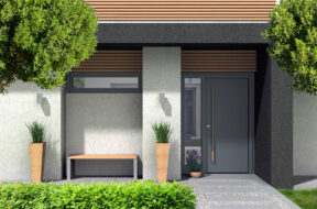 Fictitious,3d,Rendering,Of,A,Modern,Home,Facade,With,Entrance,