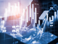 Stock market or forex trading graph and candlestick chart suitab