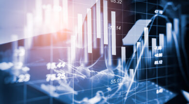 Stock market or forex trading graph and candlestick chart suitab