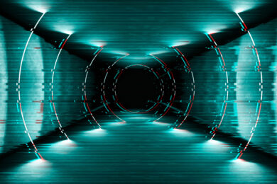 Futuristic pattern with glitch digital design. Internet technology. Abstract pixel light effect. Vhs glitch with noise error video damage screen.