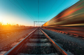 railway on which a freight train moves at high speed