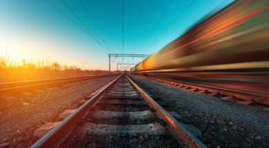 railway on which a freight train moves at high speed