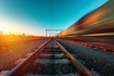 railway on which a freight train moves at high speed