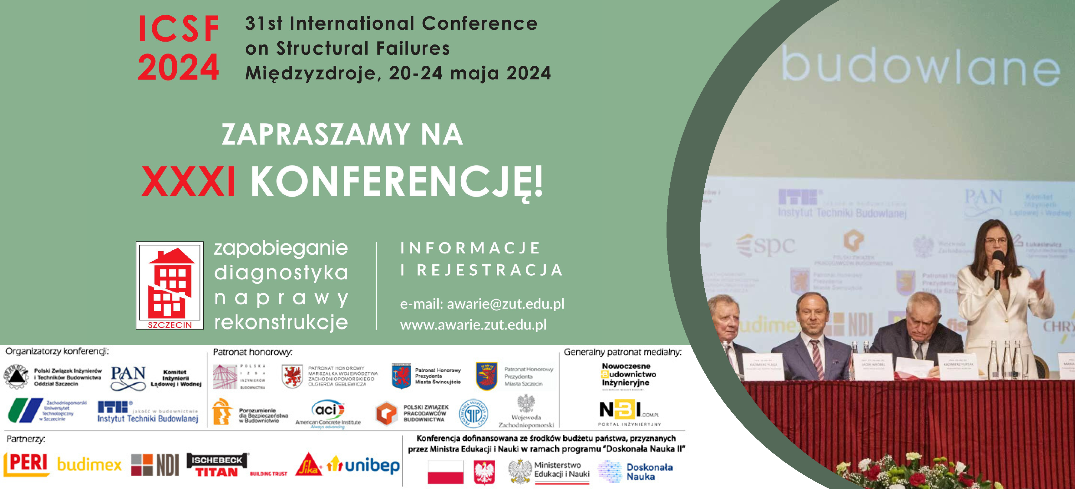 XXXI Międzynarodowa Konferencja Naukowo-Techniczna Awarie Budowlane – ICSF 2024 odbędzie się w dniach 20-24 maja 2024 roku w Międzyzdrojach