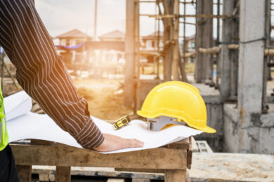 professional engineer worker at the house building construction